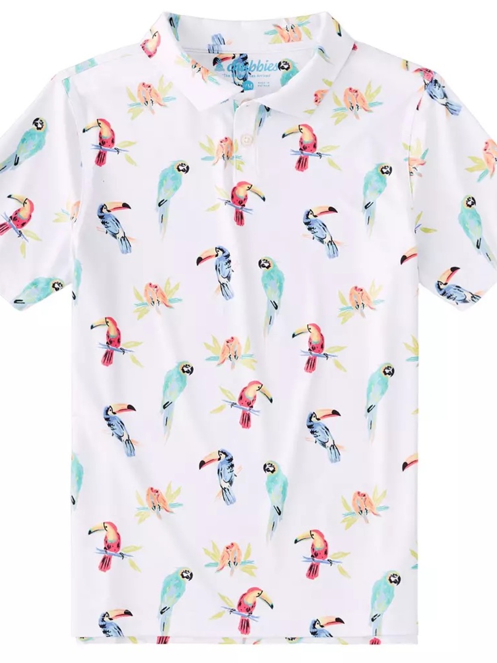 chubbies Youth Polo with Tropical Parrot Print